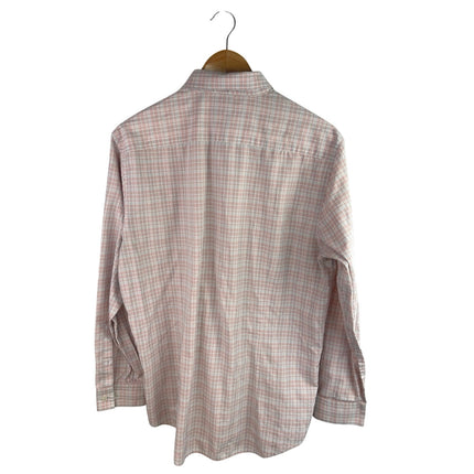 Kenneth Cole Reaction Men's Pink Plaid Slim Fit Button Down Shirt Top Size 32-33