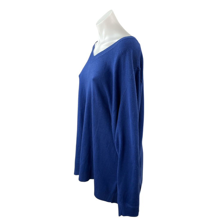 Croft & Barrow Women's Blue V Neck Long Sleeve Knit Pullover Sweater Top Size 3X