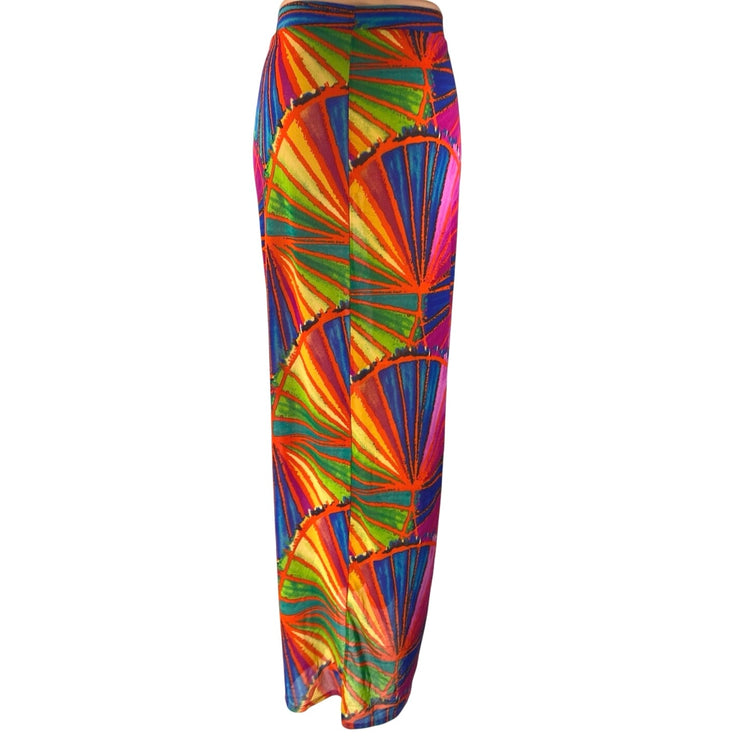 Fashion Nova Multicolor Abstract High Waist Beach Cover Up Maxi Wrap Skirt 2XL