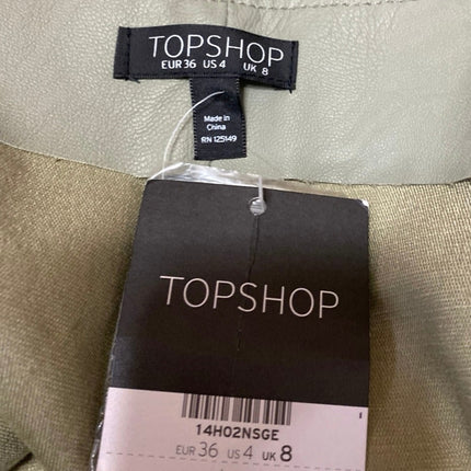 NEW Topshop Women's Green Faux Leather Vegan High Rise Paperbag Shorts Size 4