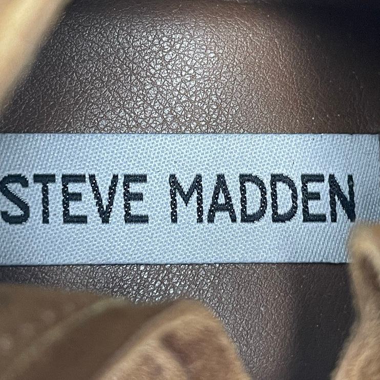 Steve Madden Havannah Tan Brown Suede Pointed Tie Block Heel Ankle Boots Sz 10M