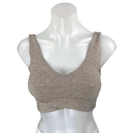Carbon38 Pink Nude Heather Sleeveless V Neck Yoga Athletic Sports Bra Crop Top S