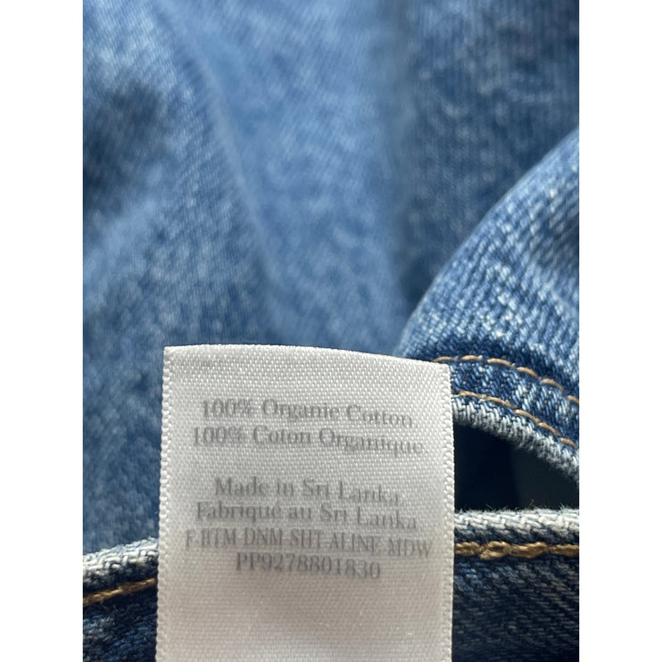 Everlane The A Line Blue High Waisted Frayed Raw Hem Wide Leg Denim Shorts Sz 27