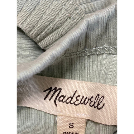 Madewell Womens Green Ribbed Knit Square Sleeveless Cropped Cami Tank Top Size S