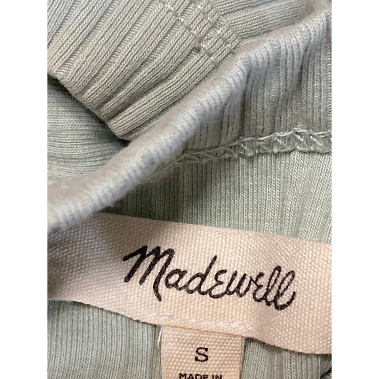Madewell Womens Green Ribbed Knit Square Sleeveless Cropped Cami Tank Top Size S
