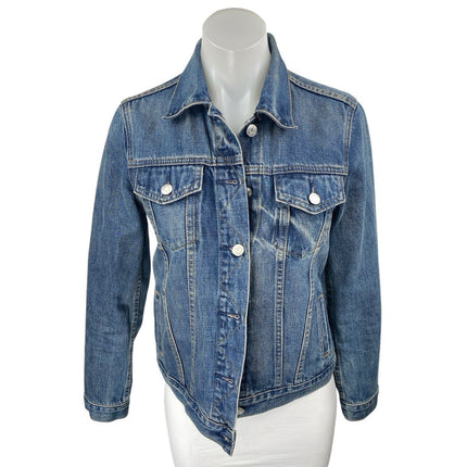 Gap Women's Blue Long Sleeve Medium Wash Pocket Button Up Denim Jacket Size XS