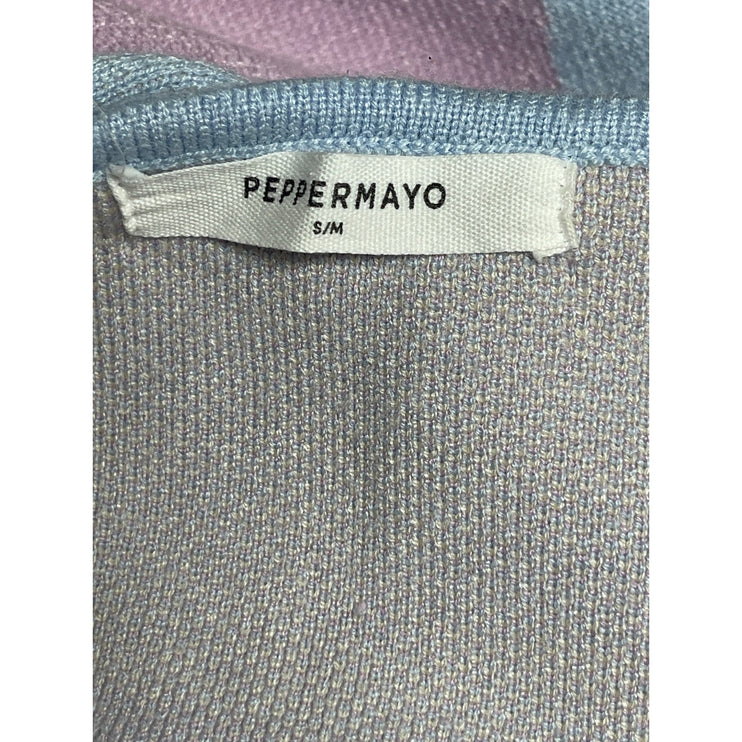 Peppermayo Multicolor Pastel Halter Sleeveless V Neck Mini Bodycon Dress Sz S/M
