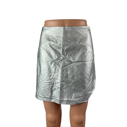 Bel Air Jackson Women's Silver Metallic High Waisted Pencil Mini Skirt Size S/M
