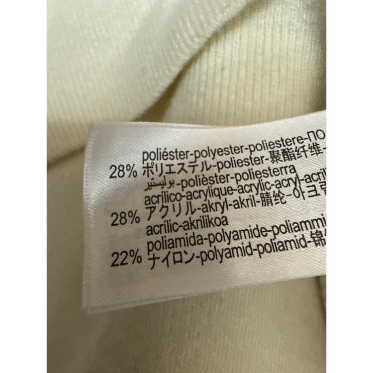 Zara Women's Cream Long Sleeve Knit Crew Neck Button Up Cardigan Sweater Size M