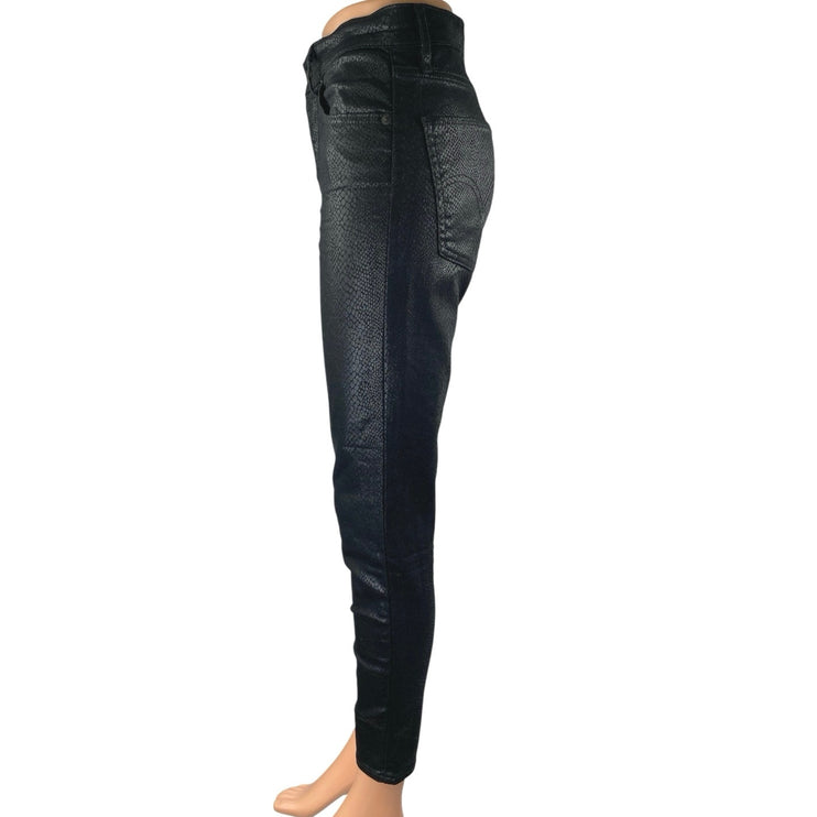 Levi's Women's Black Snakeskin Faux Leather High Waist Skinny Trousers Pants 27