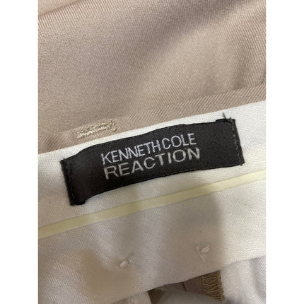 Kenneth Cole Men's Brown Pleated Straight Chino Khaki Trousers Dress Pants 33x32