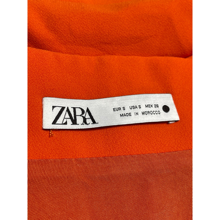 Zara Womens Orange High Rise Minimalist Mini Office Straight Pencil Skirt Size S