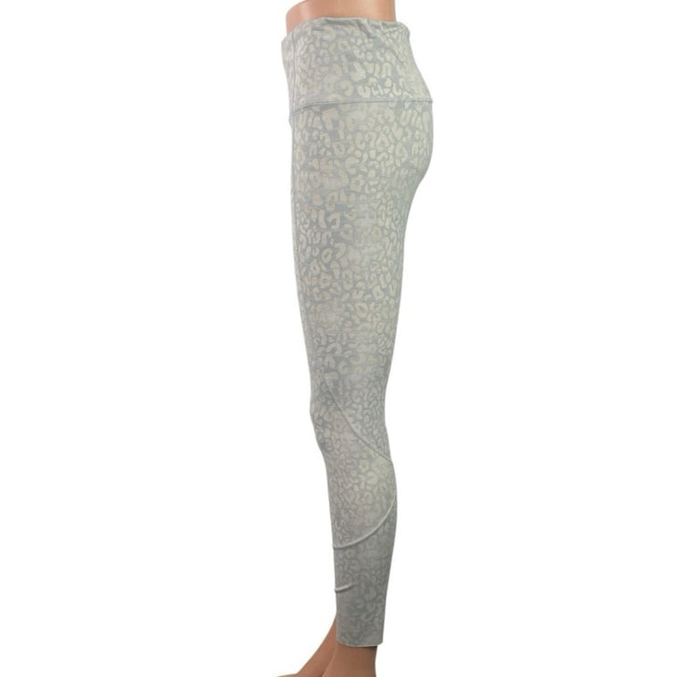 Varley Women's Gray Leopard Animal Print Yoga Athletic Leggings Pants Size M
