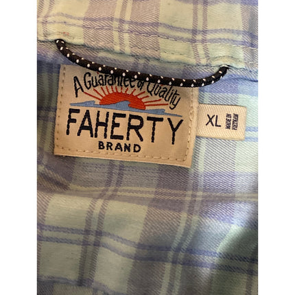 Faherty Mens Blue Plaid Long Sleeve Flannel Career Button Down Shirt Top Size XL