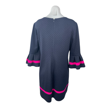 Eliza J Women's Blue Quilted Ruffle Bell Sleeve Midi Flare A-Line Shift Dress 12