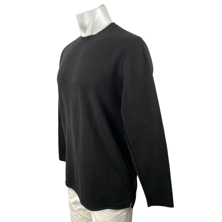 BYLT Mens Black Long Sleeve Crew Neck Waffle Knit Thermal T Shirt Tee Top Size M