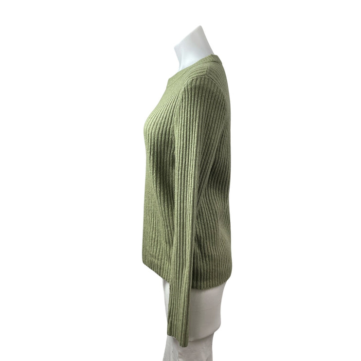 Abercrombie & Fitch Women's Green Ribbed Knit Long Sleeve Sweater Top Size M