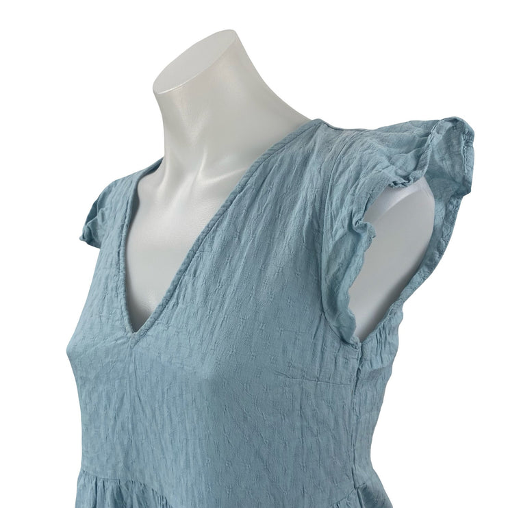 Abercrombie & Fitch Blue Tiered Trapeze Ruffled Cap Sleeve Mini A-Line Dress XS