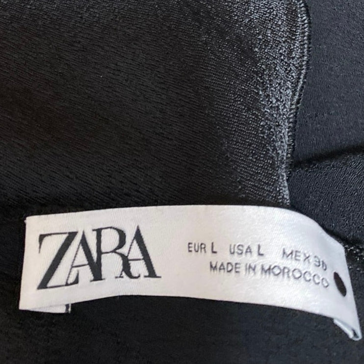 Zara Women's Black Sleeveless Scoop Neck Cami Camisole Crop Tank Top Size L