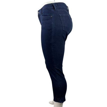 NYDJ Sheri Blue Dark Wash LiftxTuck Ankle Straight Stretch Denin Jeans Size 16