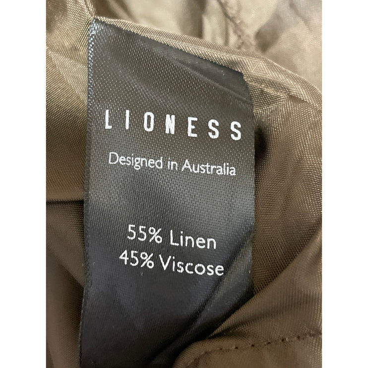 Lioness Brown Linen Sleeveless Cami Halter Longline Bustier Corset Crop Top M