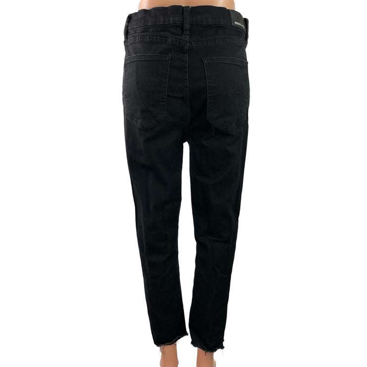 Kendall + Kylie Skycaper Black High Waist Raw Hem Skinny Denim Jeans Pants 13/31
