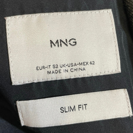 MNG Mango Men's Black Slim Fit Peak Lapel Double Breasted Coat Jacket Size 42