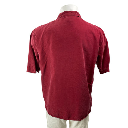 Kith Men's Red Short Sleeve Linen Pocket Casual Button Down Shirt Top Size M