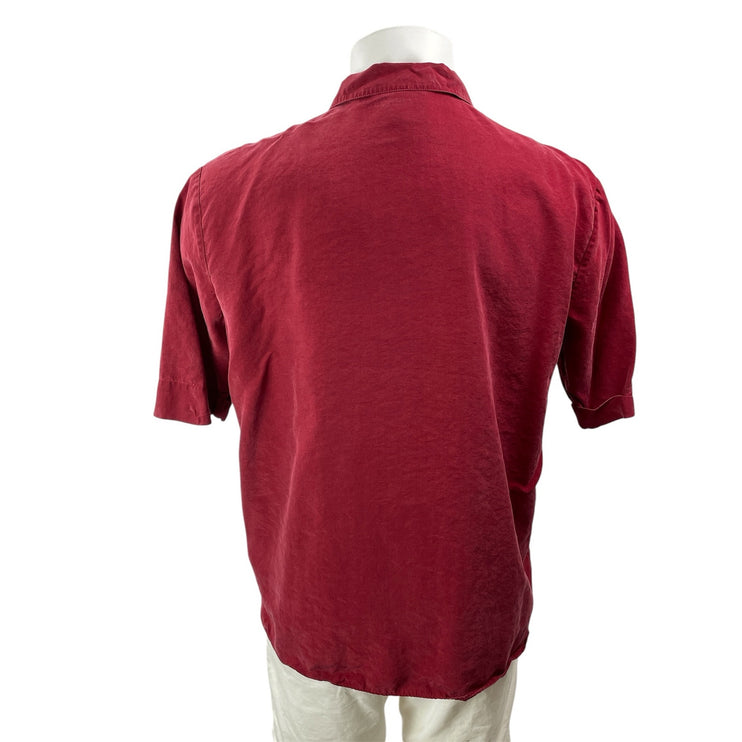 Kith Men's Red Short Sleeve Linen Pocket Casual Button Down Shirt Top Size M
