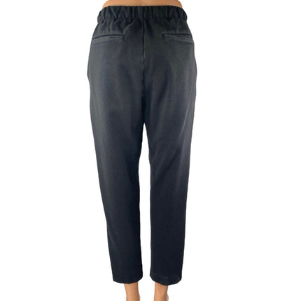 Everlane Women's Black Mid Rise Elastic Waist Tapered Skinny Trousers Pants Sz S