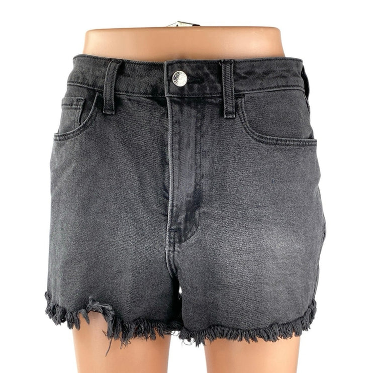 Hollister Vintage Stretch Womens Black Ultra High Rise Denim Jeans Mom Shorts 27