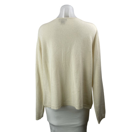 Neiman Marcus Cream 100% Cashmere Round Neck Button Down Cardigan Sweater Top 1X