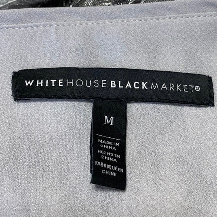 White House Black Market Silver Metallic Feather Long Sleeve A Line Mini  Dress M
