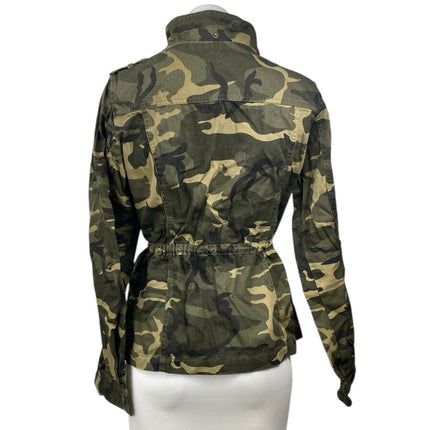 Shinestar Women's Green Camo Army Military Full Zip Anorak Utility Jacket Size M