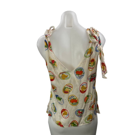 ASTR The Label Allexina Multicolor Ivory Fruit Cocktail Cowl Neck Tank Top Sz M