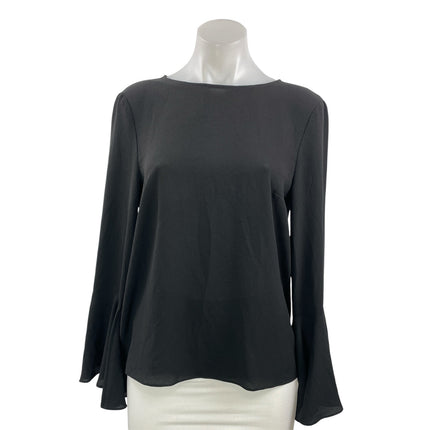 WAYF Women's Black Long Bell Sleeve Tie Knot Boat Neck Knit Blouse Top Size 8