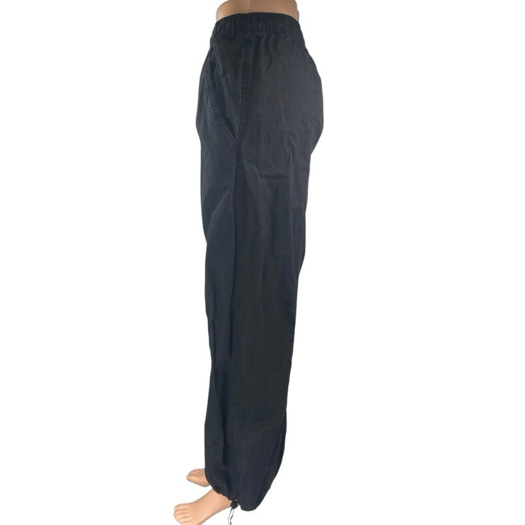 Zara Women's Black Elastic Waist Straight Tapered Leg Trousers Jogger Pants Sz S