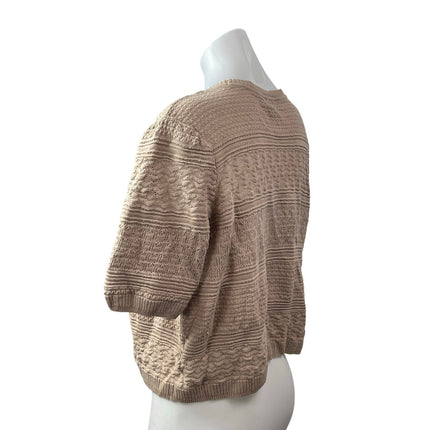 APT.9 Womens Beige Knit Short Sleeve Open Front Crop Cardigan Shrug Bolero Top L