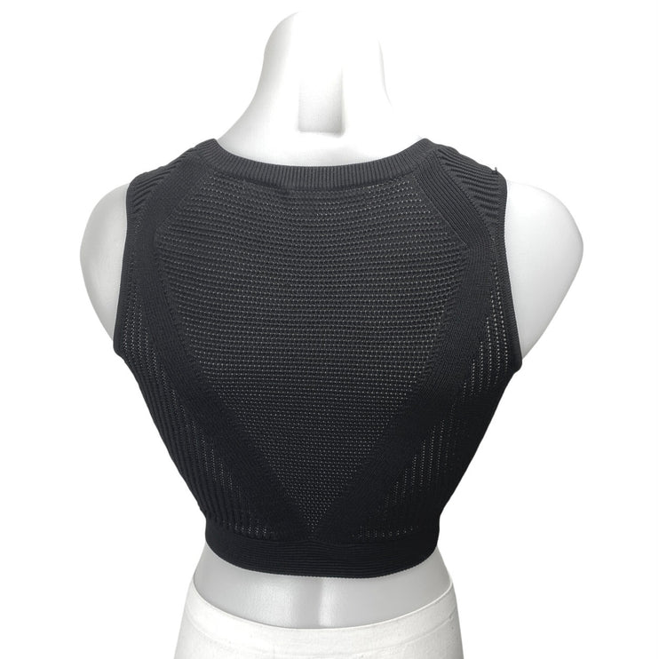 Rachel Roy Black Mesh Knit Sleeveless Sheer Cami Camisole Crop Tank Top Size XS