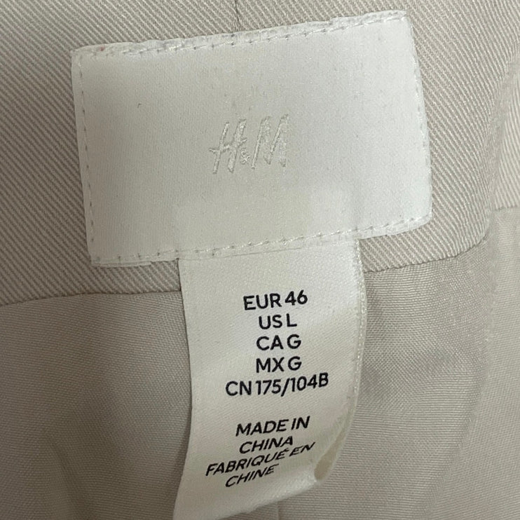 H&M Women's Cream Sleeveless Button Down V Neck Pocket Vest Tank Crop Top Size L