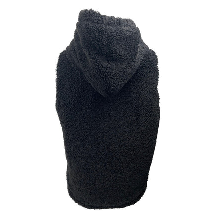 Adam Selman Black Sleeveless Teddy Fleece Sherpa Zip Hooded Vest Coat Jacket S