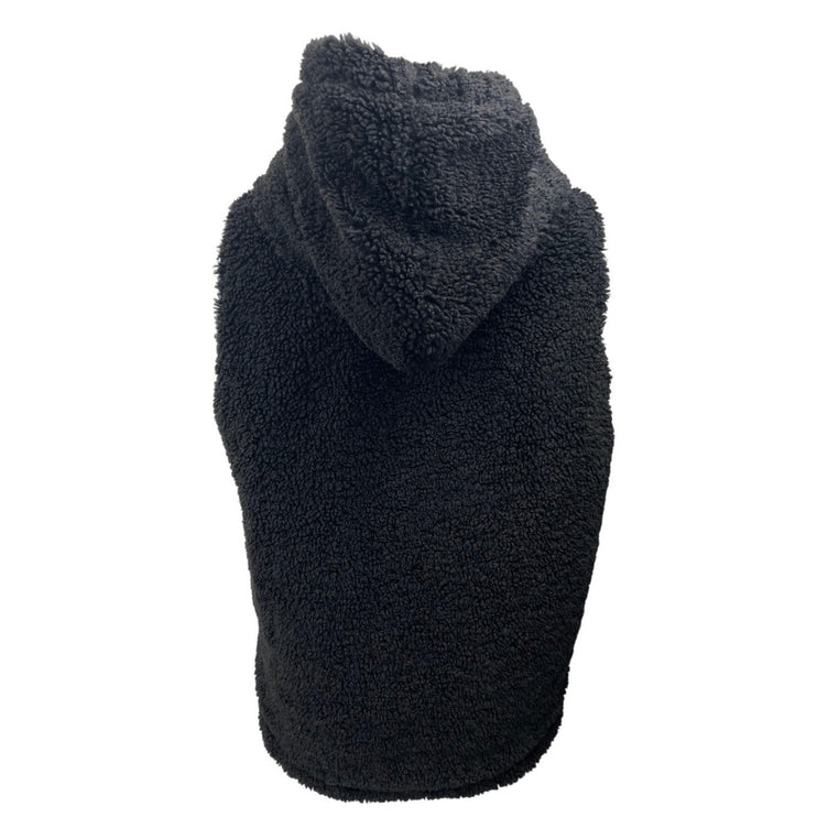 Adam Selman Black Sleeveless Teddy Fleece Sherpa Zip Hooded Vest Coat Jacket S