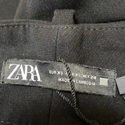 Zara Women's Black High Rise Pleated Tapered Barrel Carrot Trousers Pants Sz XS