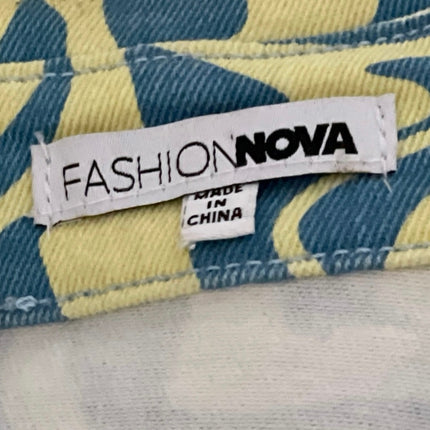 Fashion Nova Green Geomtric Long Sleeve Button Down Denim Jean Shirt Dress XL