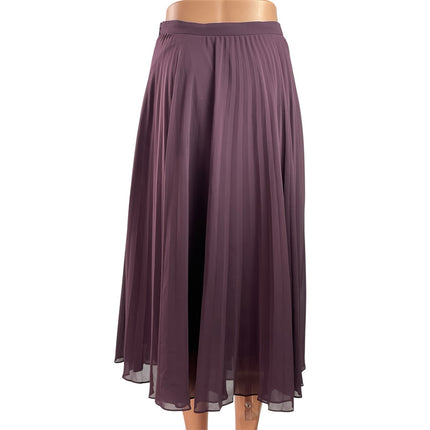 Club Monaco Purple High Rise Elastic Waist Pleated A Line Midi Skirt Size S