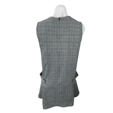 Zara Women's Gray Plaid Check  Sleeveless Mini Skater Tank Flare Shift Dress M