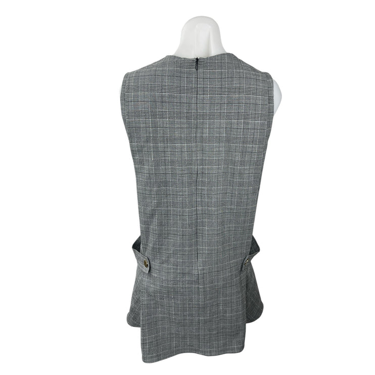 Zara Women's Gray Plaid Check  Sleeveless Mini Skater Tank Flare Shift Dress M
