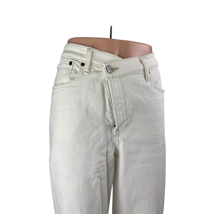 Abercrombie & Fitch 90's Straight White Ultra High Rise Denim Jeans Pants 27/4