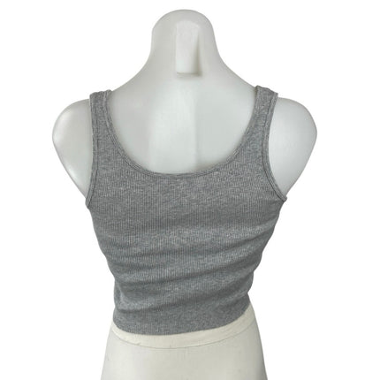 John Galt Saint Barth Women's Gray Ribbed Graphic Sleeveless Crop Tank Top Sz S