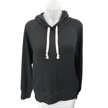 J.Crew Women's Black White Fleece Hoodie Hooded Pullover Sweatshirt Top Size L